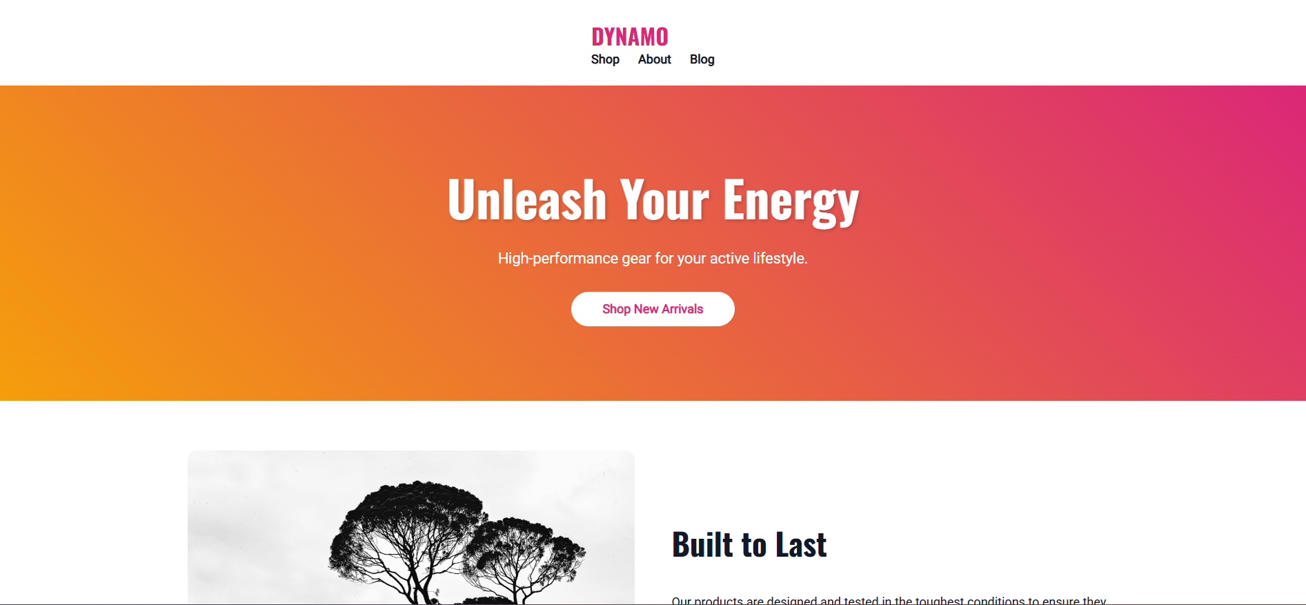 A bold and colorful website template for an e-commerce brand.