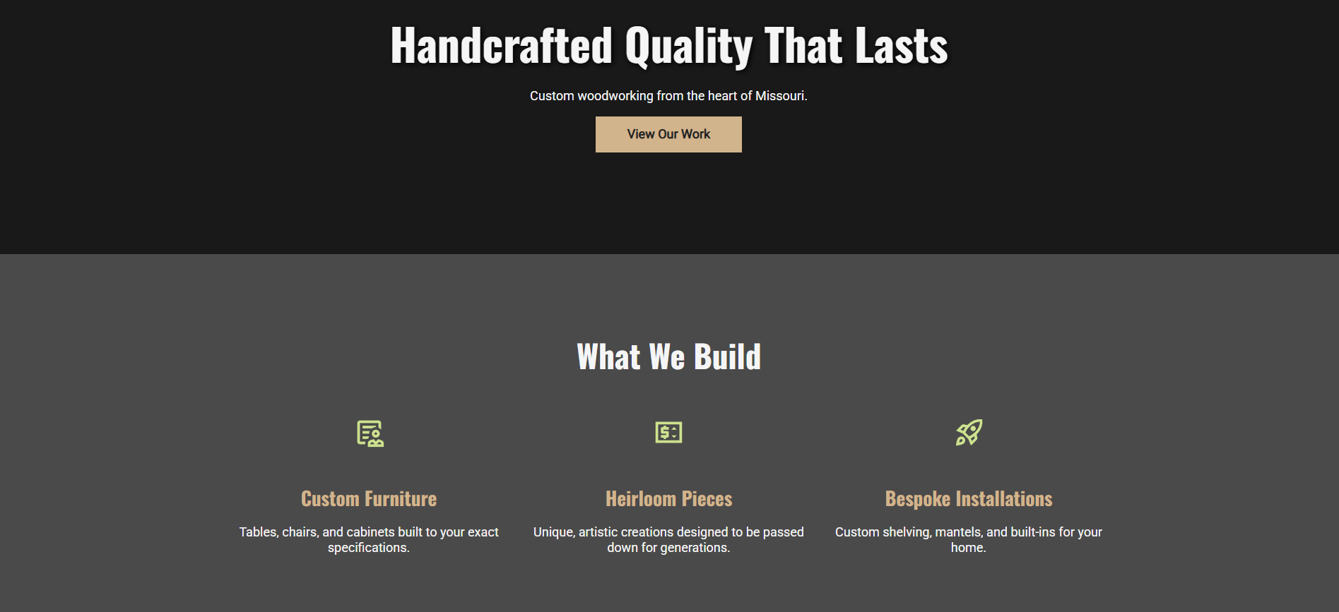 A rustic website template for a tradesman or craftsman.